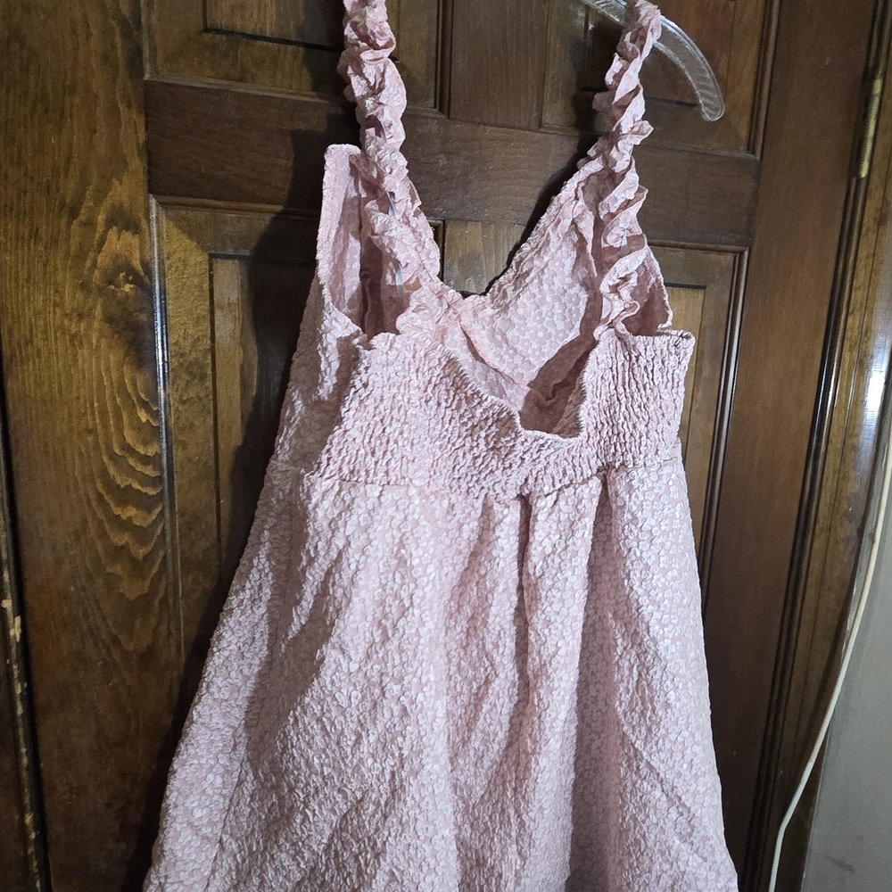 Pink Ruffle Textured Dress - Picture 2 of 2